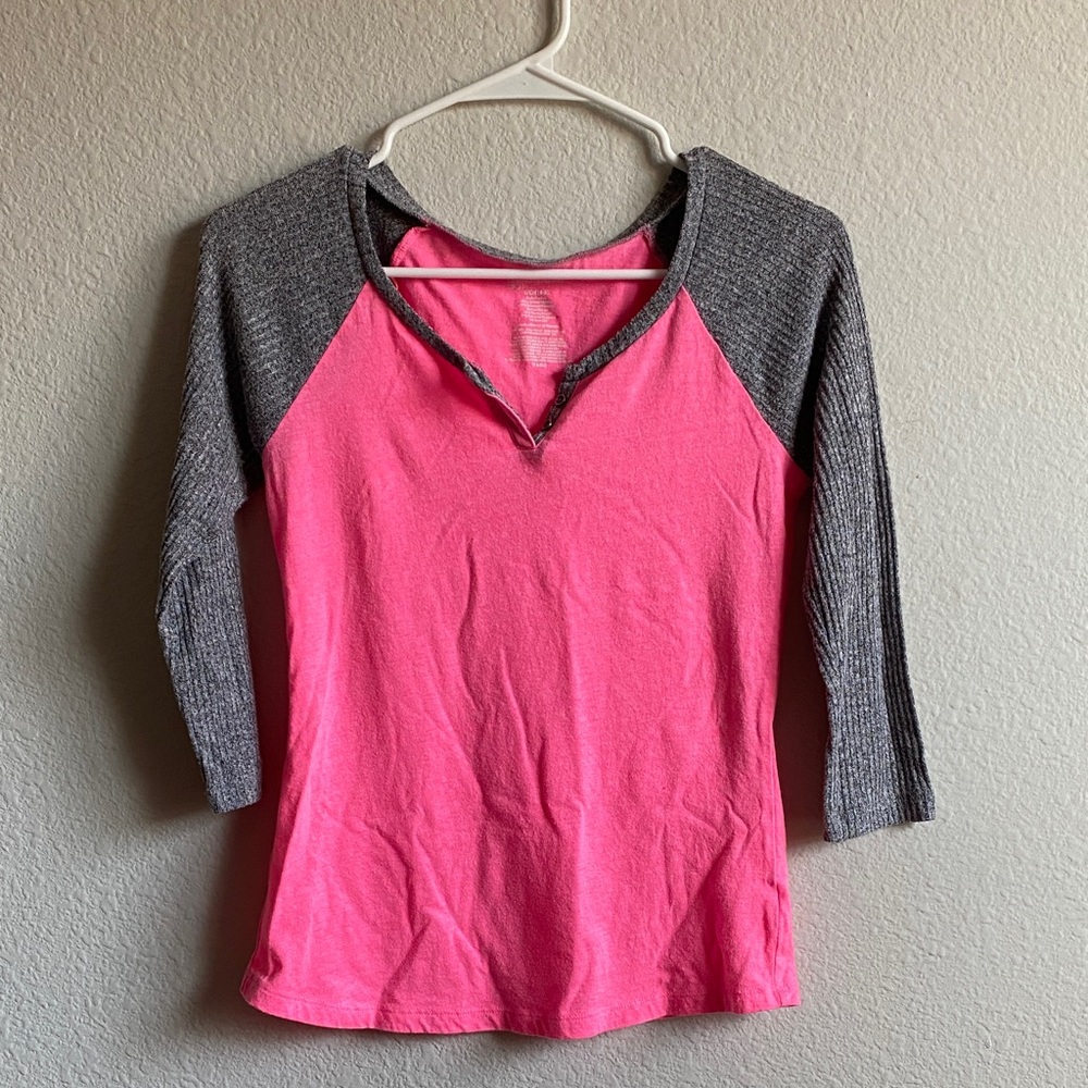 No Boundaries Pink and Gray Top